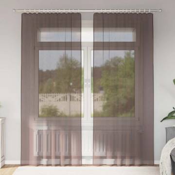 Brown Voile Curtains with Tab Top - 2 pcs | HipoMarket