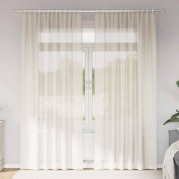 Voile Curtains with Tab Top - 2 pcs Cream | Hipomarket