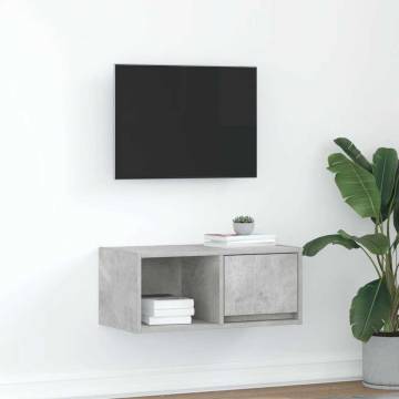 Concrete Grey TV Cabinet - Space-Saving Design | HipoMarket