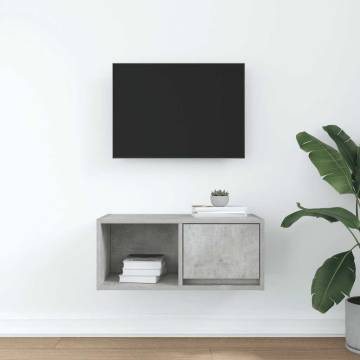 Concrete Grey TV Cabinet - Space-Saving Design | HipoMarket