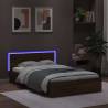 Brown Oak Bed Frame with LED Headboard - 140x200 cm