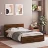 Brown Oak Bed Frame with LED Headboard - 140x200 cm