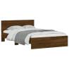 Brown Oak Bed Frame with LED Headboard - 140x200 cm