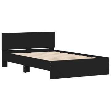 Black Bed Frame with LED Headboard - 120x200 cm