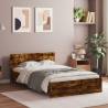 Stylish Bed Frame with Headboard & LED Smoked Oak - 120x200 cm