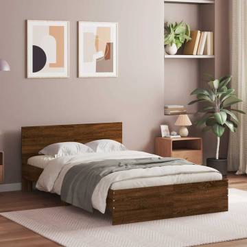 Bed Frame with LED Headboard - Brown Oak 120x200 cm | HipoMarket