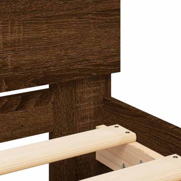 Bed Frame with LED Headboard - Brown Oak 120x200 cm | HipoMarket