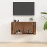 Wall Mounted TV Cabinet in Smoked Oak | 80x34.5x40 cm