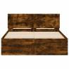 LED Smoked Oak Bed Frame with Headboard - 135x190 cm Double