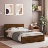 Stylish Bed Frame with Headboard & LED - Brown Oak - Double 135x190 cm