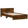 Bed Frame with Headboard & LED Smoked Oak 120x190 cm - Hipomarket