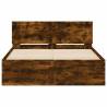 Bed Frame with Headboard & LED Smoked Oak 120x190 cm - Hipomarket