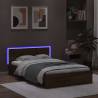 LED Brown Oak Bed Frame with Headboard - Small Double 120x190 cm