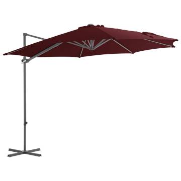 Cantilever Umbrella with Steel Pole - Bordeaux Red 300 cm