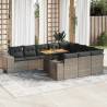  10 Piece Garden Sofa Set with Cushions Grey Poly Rattan Acacia Colour grey (with storage) Model 6x middle + 2x corner + table Number of 1 