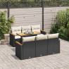  7 Piece Garden Sofa Set with Cushions Black Poly Rattan Acacia Colour black and cream Number of 1 