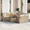  9 Piece Garden Sofa Set with Cushions Beige Poly Rattan Acacia Colour beige and cream Model with storage Number of 1 