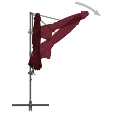 Cantilever Umbrella with Steel Pole - Bordeaux Red 300 cm