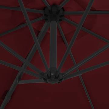 Cantilever Umbrella with Steel Pole - Bordeaux Red 300 cm