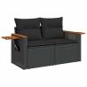 7 Piece Garden Sofa Set with Cushions - Black Poly Rattan