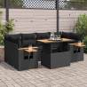  7 Piece Garden Sofa Set with Cushions Black Poly Rattan Acacia Colour black Model with storage Number of 1 