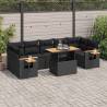 8 Piece Garden Sofa Set with Cushions - Stylish Black Rattan