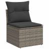 8 Piece Garden Sofa Set - Grey Poly Rattan & Acacia