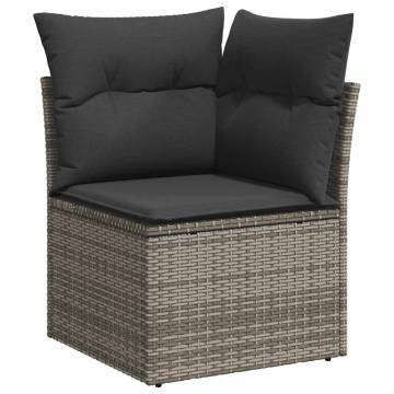 8 Piece Garden Sofa Set - Grey Poly Rattan & Acacia