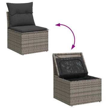 8 Piece Garden Sofa Set - Grey Poly Rattan & Acacia