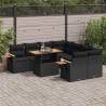  9 Piece Garden Sofa Set with Cushions Black Poly Rattan Acacia Colour black Model with storage Number of 1 