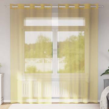 Voile Curtains with Grommets - 2 pcs Yellow | HipoMarket