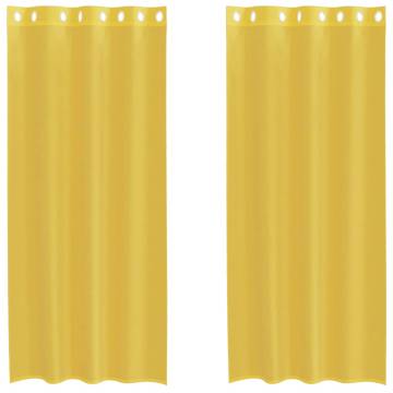 Voile Curtains with Grommets - 2 pcs Yellow | HipoMarket