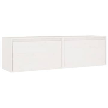 Stylish 2 pcs White Wall Cabinets | Solid Pinewood 60x30x35 cm