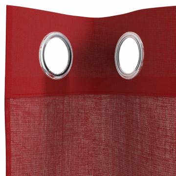 Voile Curtains with Grommets - Wine Red (2 pcs) | Hipo Market