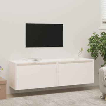 Stylish 2 pcs White Wall Cabinets | Solid Pinewood 60x30x35 cm