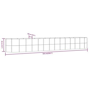 Garden Raised Bed Grey 554x100x68 cm - Durable & Stylish