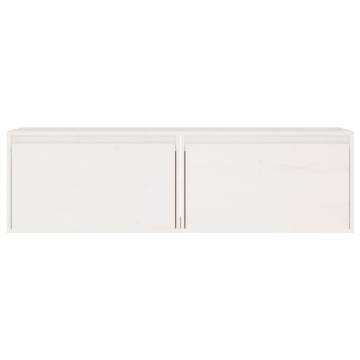 Stylish 2 pcs White Wall Cabinets | Solid Pinewood 60x30x35 cm