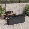 6 Piece Garden Sofa Set with Cushions - Black Poly Rattan