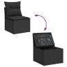 6 Piece Garden Sofa Set with Cushions - Black Poly Rattan