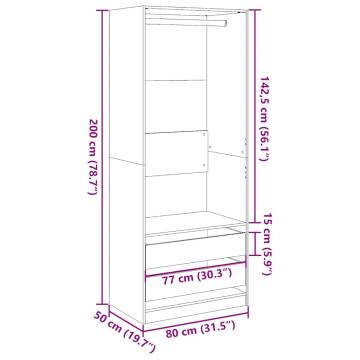 Wardrobe Sonoma Oak 80x50x200 cm - Stylish & Compact Storage