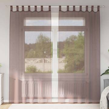 Brown Voile Curtains with Rod Pockets - 2 Pcs | Hipo Market