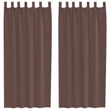 Brown Voile Curtains with Rod Pockets - 2 Pcs | Hipo Market