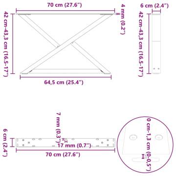 Coffee Table Legs 2 pcs Natural Steel - Durable & Modern Design