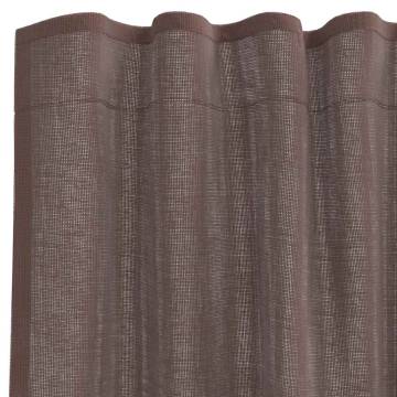 Voile Curtains with Tab Top - Brown - 2 pcs | HipoMarket