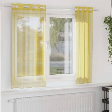 Voile Curtains with Grommets - Yellow (2 pcs) | Hipo Market