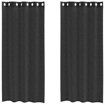 Voile Curtains with Grommets - Black, 140x245 cm (2 pcs)