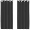 Voile Curtains with Grommets - Black, 140x245 cm (2 pcs)