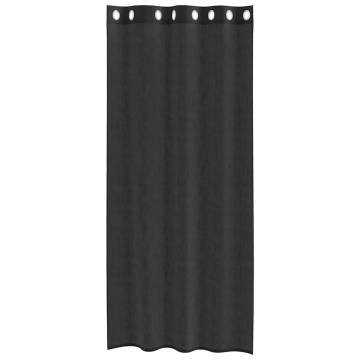 Voile Curtains with Grommets - Black, 140x245 cm (2 pcs)