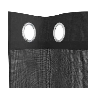 Voile Curtains with Grommets - Black, 140x245 cm (2 pcs)