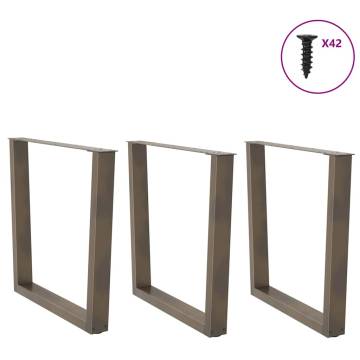 V-Shape Dining Table Legs (3 pcs) - Natural Steel, 80 cm